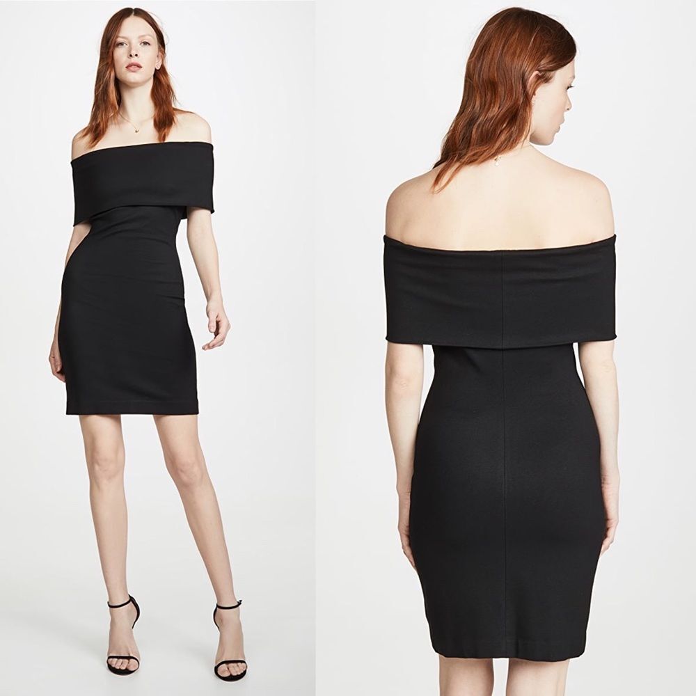 NWT Rosetta Getty Banded Off the Shoulder Dress in Black Size Medium
